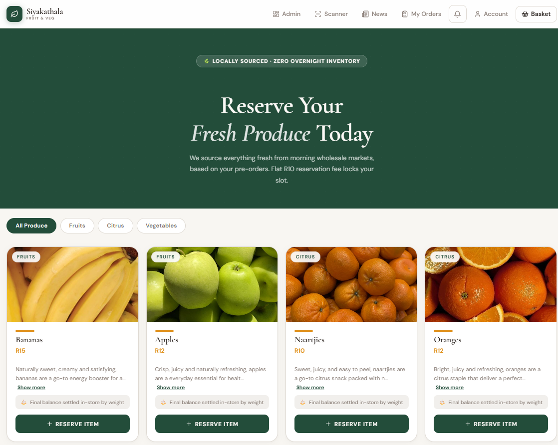 Fruit & Vegetable Reservation Platform — screenshot 2